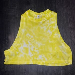 Lululemon neon yellow and white tye dye cropped tank top. Size 4